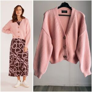 Minkpink Anthropologie Rosie Relaxed Cardigan Blush Pink Small